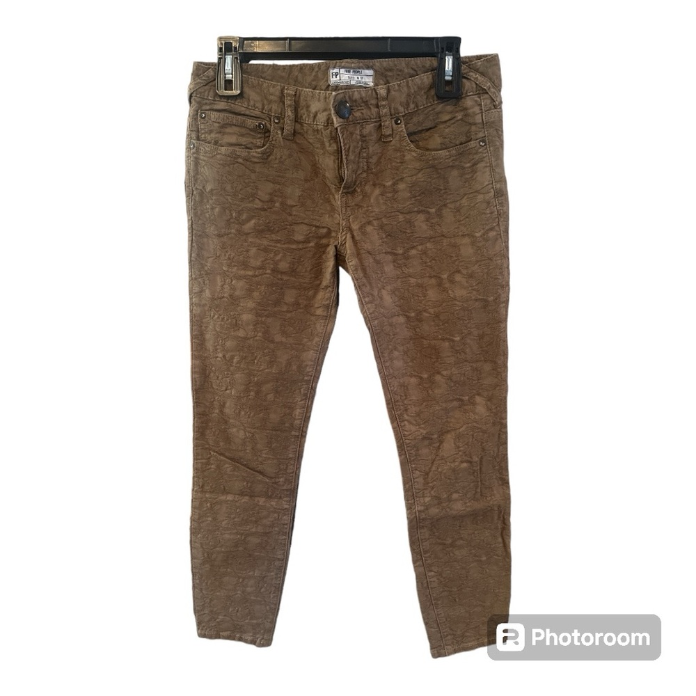 Free People Brown Textured Cotton Pants Size 27